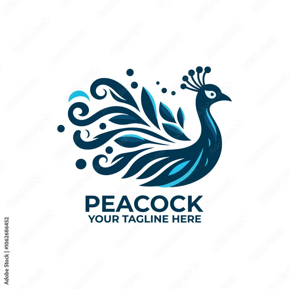 flat design logo of a peacock flat design logo of a peacock