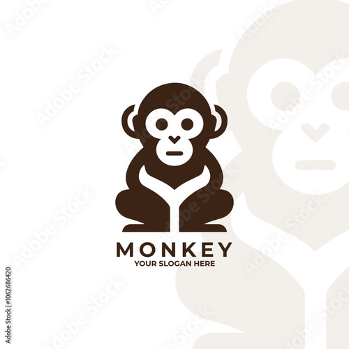 minimalist flat logo of a monkey