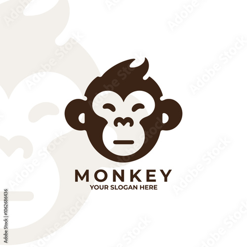 minimalist flat logo of a monkey