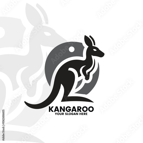 flat minimalist logo of a kangaroo