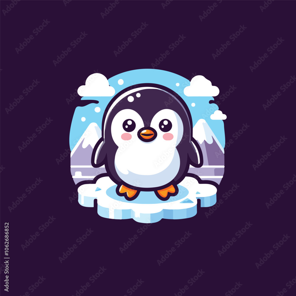 flat design logo of a penguin flat design logo of a penguin