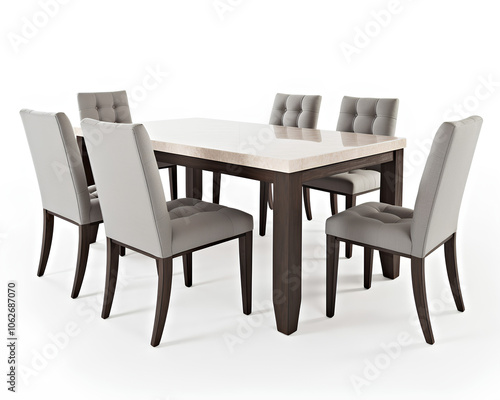 table and chairs isolated on white