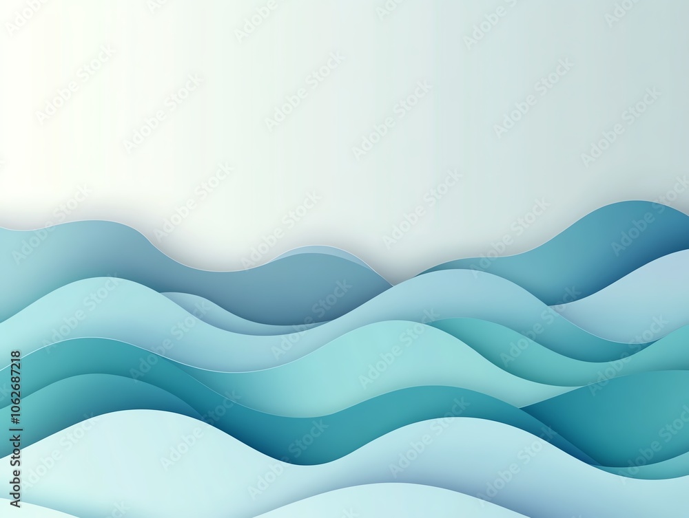 Fototapeta premium Abstract wave pattern design in shades of blue on a light background.