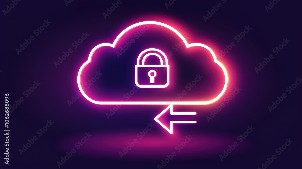 secure cloud storage symbol with padlock and arrow, representing safety secure cloud storage symbol with padlock and arrow, representing safety