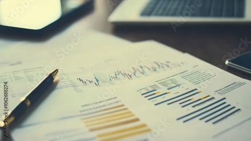 Financial Analysis with Charts and Reports on Desk