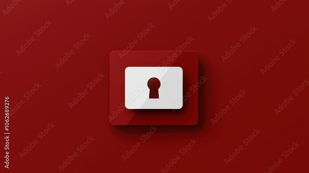 secure download icon featuring keyhole on red background secure download icon featuring keyhole on red background