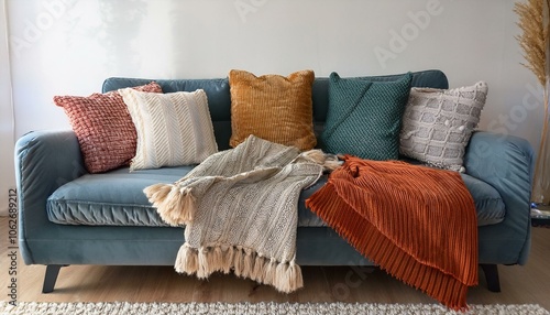 Cozy Knit Blankets and Pillows Arrangement