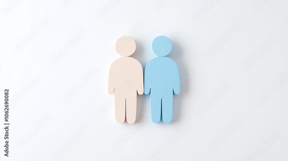 Two abstract figures representing male and female on a white isolated background. Two abstract figures representing male and female on a white isolated background.