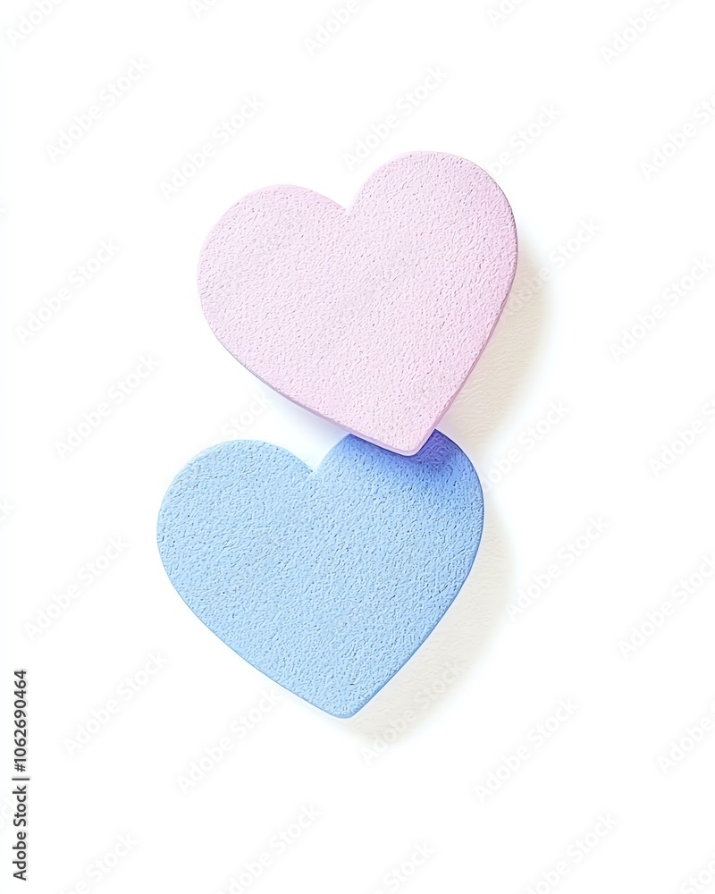 Dual colored heart sponges, soft texture, white isolated background. Dual colored heart sponges, soft texture, white isolated background.