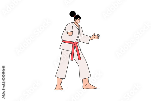 Woman with One Arm Doing Taekwondo Illustration