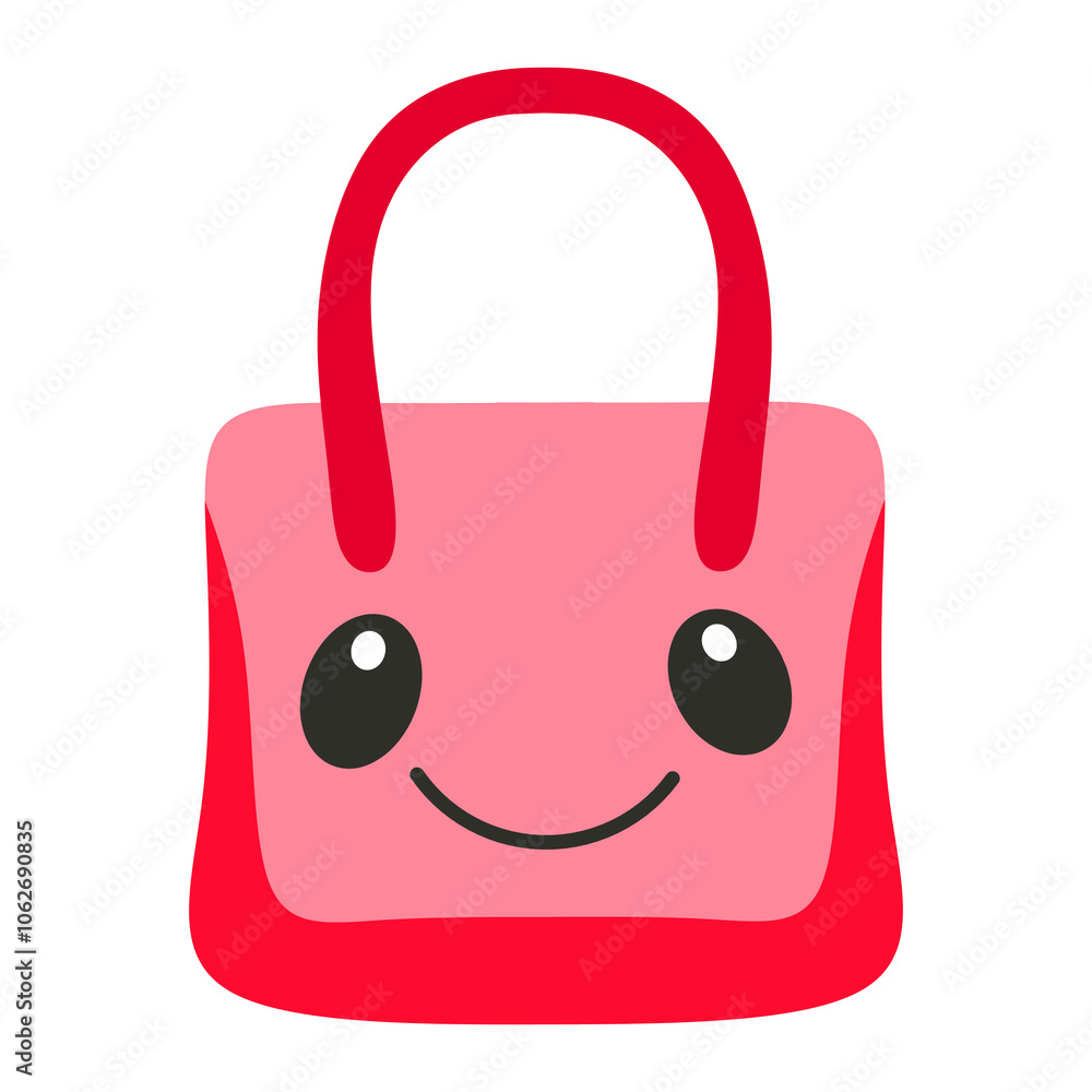 Cute and cute women's bag. Vector pink women's bag design. Isolated on white background Cute and cute women's bag. Vector pink women's bag design. Isolated on white background