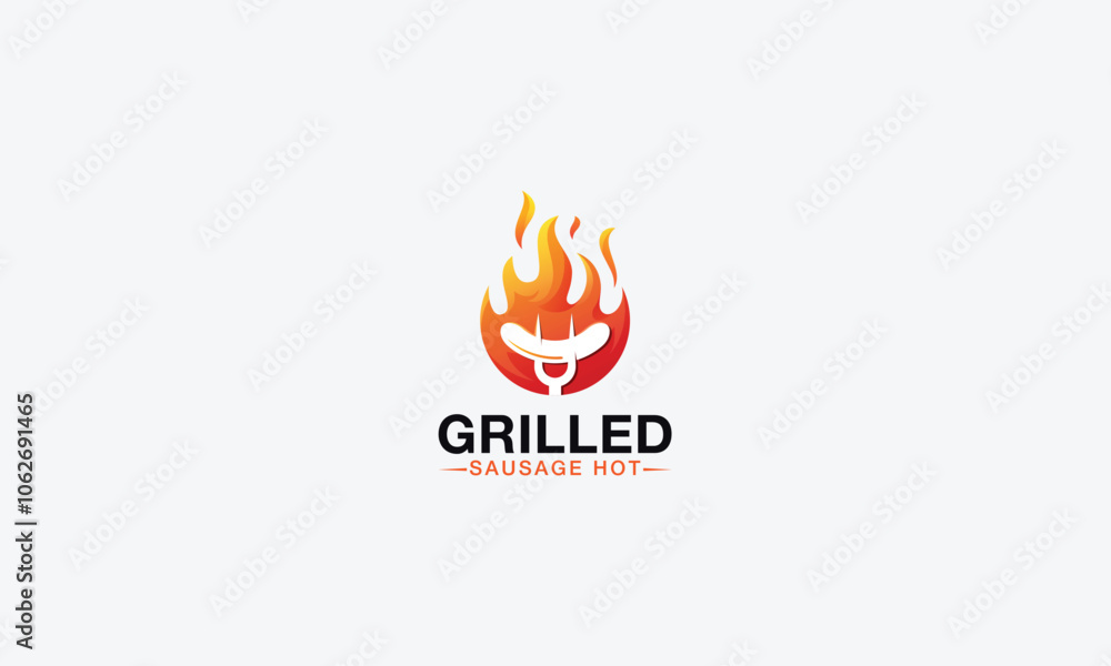 Grilled logo design vector template Grilled logo design vector template