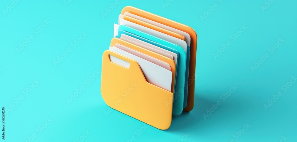 Three-dimensional files and papers icon, designed for documentation. Three-dimensional files and papers icon, designed for documentation.