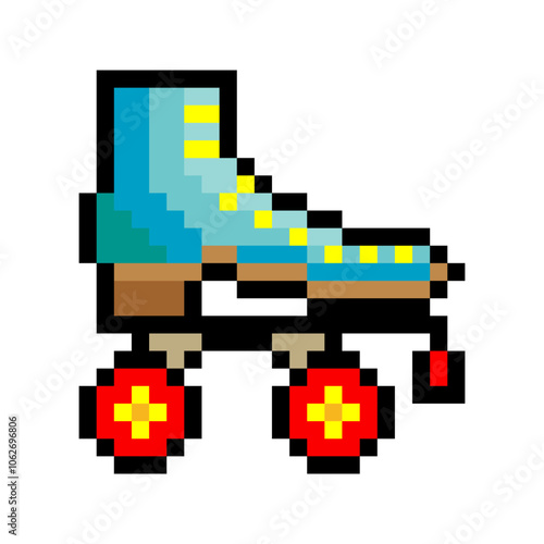Roller skates in pixel art style