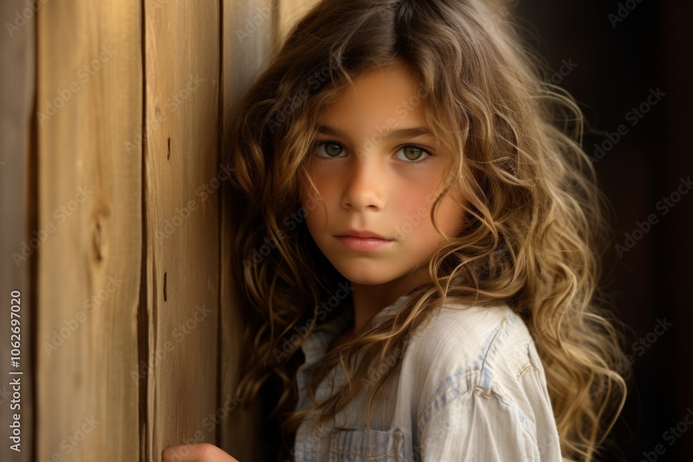 Portrait of a beautiful little girl with long wavy hair. Portrait of a beautiful little girl with long wavy hair.
