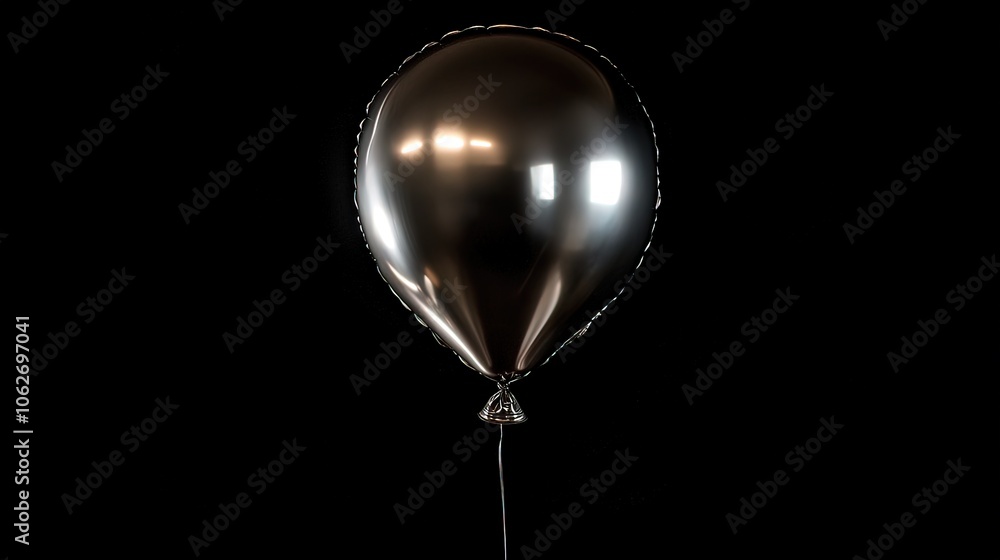 A Single Silver Balloon Against a Black Background A Single Silver Balloon Against a Black Background