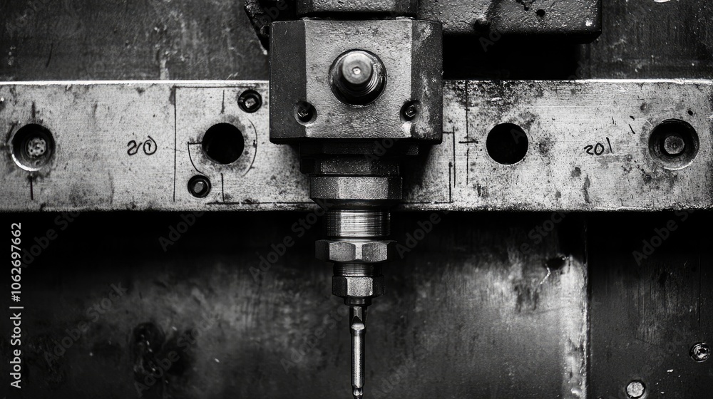 Industrial Machinery Close-Up in Black and White Industrial Machinery Close-Up in Black and White