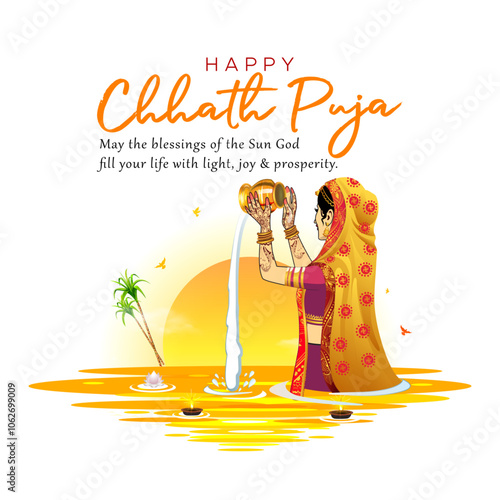 Happy Chhath Puja vector illustration.