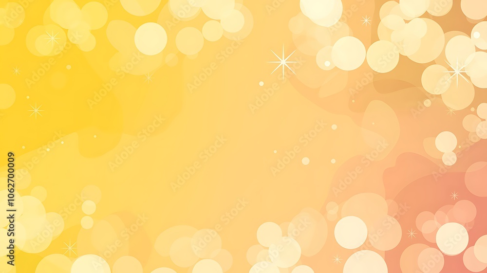 Abstract Yellow and Peach Background with Blurred Circles and Stars Abstract Yellow and Peach Background with Blurred Circles and Stars