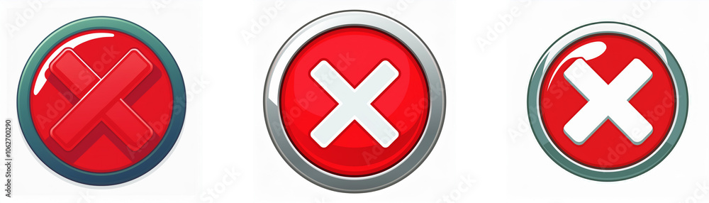 Three circular buttons, each with a white Three circular buttons, each with a white