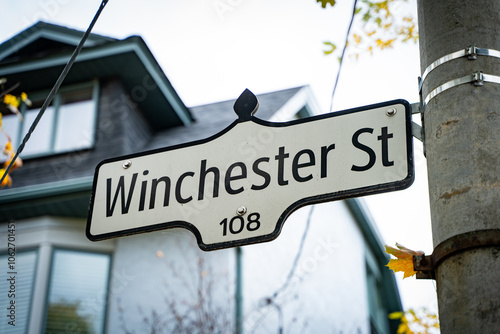 Winchester Street sign in Cabbagetown Toronto. photo