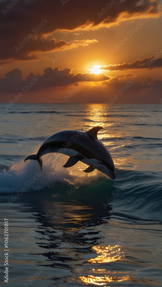 Fototapeta premium PAISAJE MARINO DE DELFINES