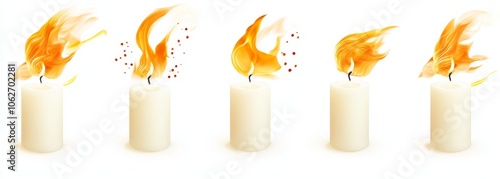 Candles isolated on white background