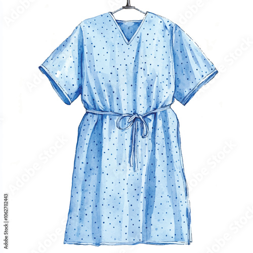 Hospital gown watercolor clipart illustration