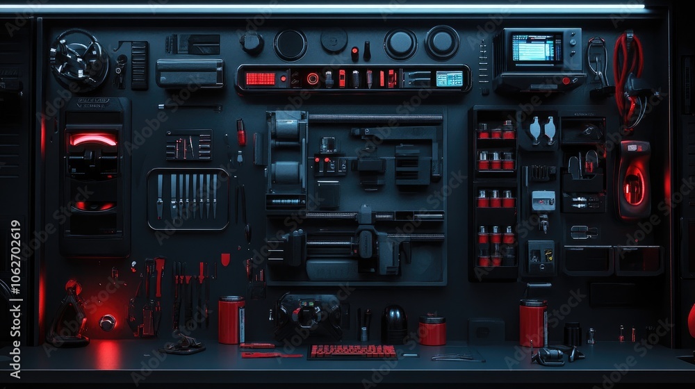Modern Tool Kit with Red and Black Design Elements Modern Tool Kit with Red and Black Design Elements