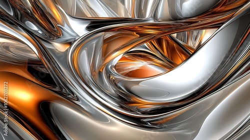 Abstract Metallic Swirls: A Symphony of Silver and Gold