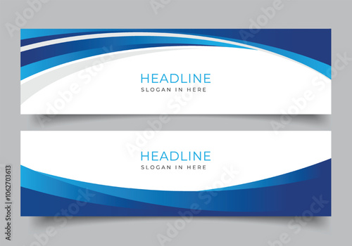 Abstract modern blue wave geometric banner design.presentation or business design background