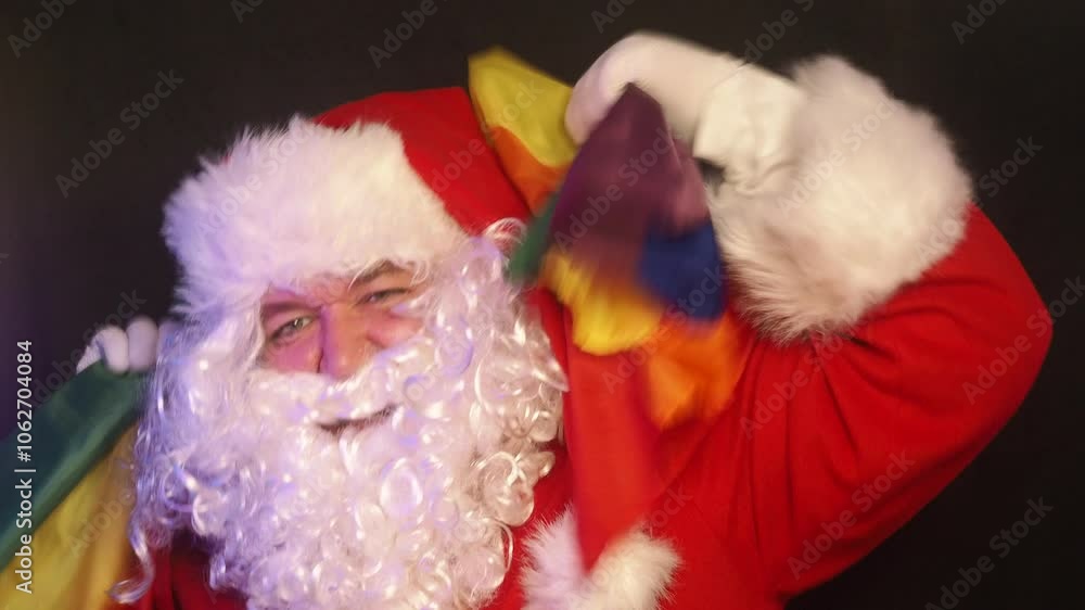 Funny Santa Claus and gay flag. Funny Santa Claus and gay flag.
