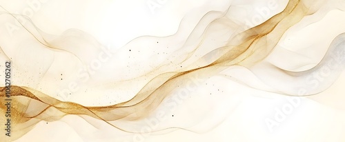 Abstract art background. Luxury minimal style wallpaper with golden line art foliage, watercolor texture. background for banner, poster, wedding card, decoration