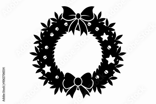 



Christmas wreath silhouette vector, wreath black icon design, christmas wreath frame or border vector silhouette 


