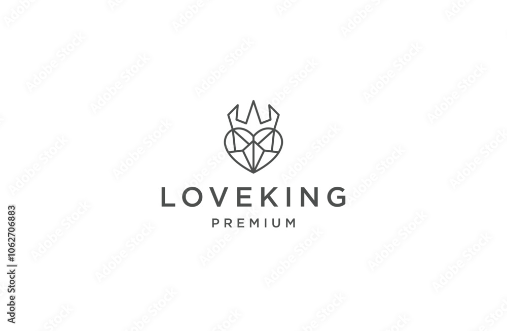 Love king with line art style logo icon design template flat vector Love king with line art style logo icon design template flat vector