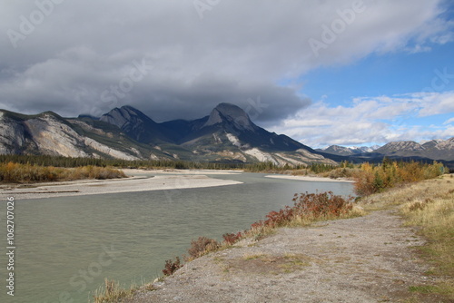 Flow Of Athabasca River, Jasper National Park, Alberta photo