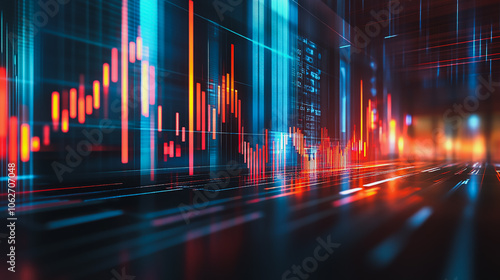 Professional business team working on a project together in the office Using innovation economic growth charts and network connections to accompany the data. in analyzing future trends