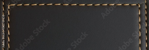 Close-up of a dark leather frame with intricate stitches, frame, classy, stitching
