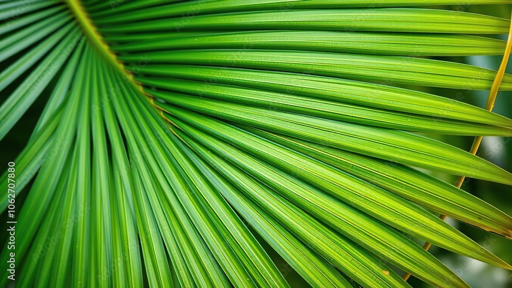 Close up of a vibrant green palm leaf showcasing its natural texture and tropical beauty, texture, lush, foliage Close up of a vibrant green palm leaf showcasing its natural texture and tropical beauty, texture, lush, foliage