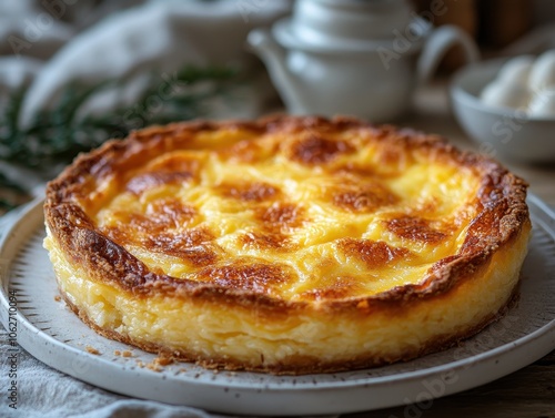 Finnish karjalanpiirakka rice pie, traditional dish, delicate texture, subtle colors, inviting presentation, cultural delicacy photo