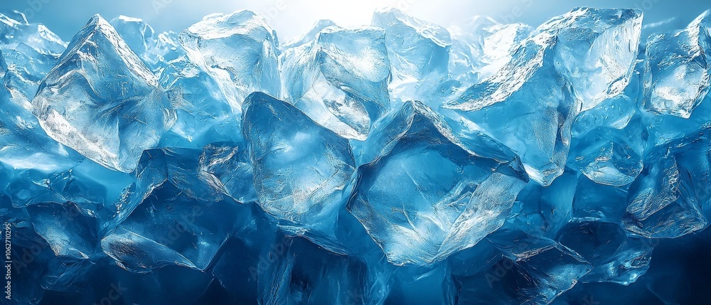 A close-up view of clear ice cubes, showcasing their texture and crystalline structure. A close-up view of clear ice cubes, showcasing their texture and crystalline structure.