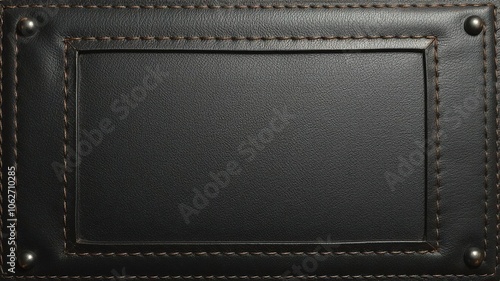 Dark leather frame surrounded by intricate stitching detail, decoration, background, elegant