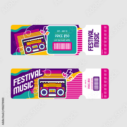 Music Tiket Retro Full Color