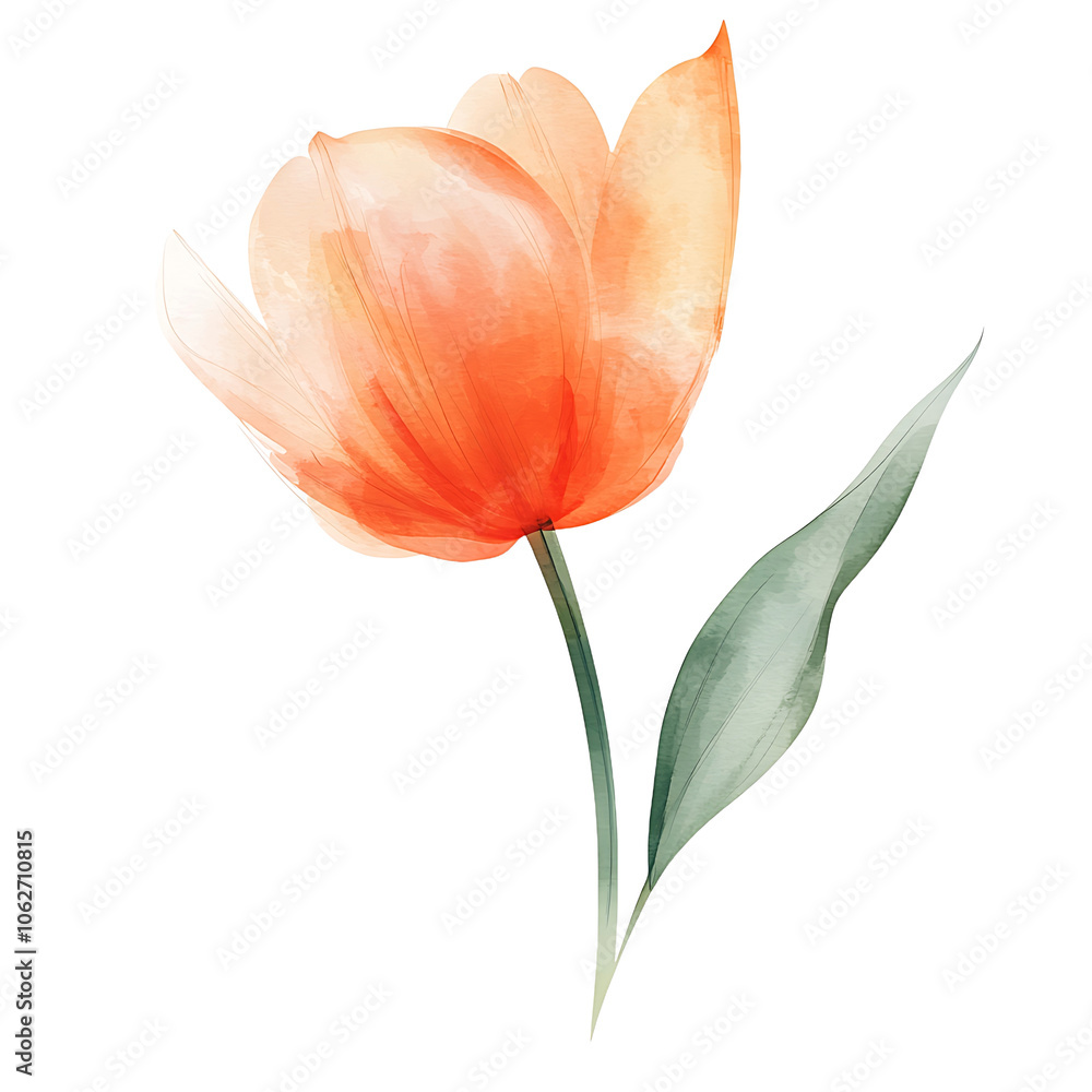 Elegant watercolor tulip flower illustration on a transparent background, ideal for floral designs, cards, and nature-themed projects. Elegant watercolor tulip flower illustration on a transparent background, ideal for floral designs, cards, and nature-themed projects.