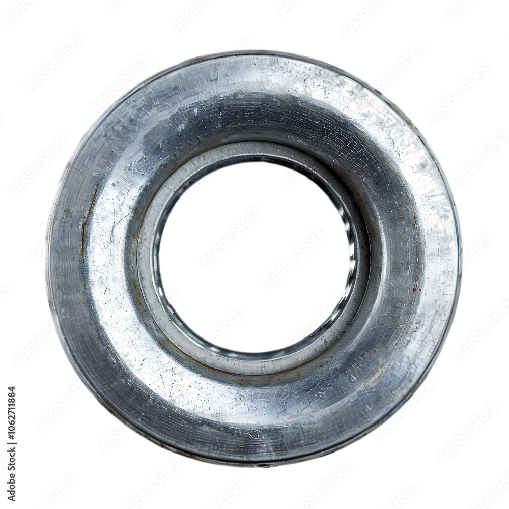 A galvanized steel washer, isolated on white background A galvanized steel washer, isolated on white background