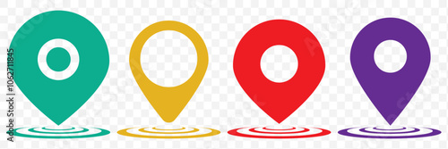 Set of map pin location icons. Modern map markers. Map pin place marker. Location icon. Map marker pointer icon set. EPS 10.