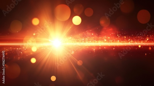 Abstract background with a bright light burst and bokeh effect.