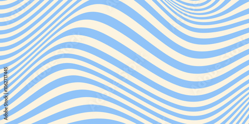 Abstract horizontal background with colorful waves. Trendy vector illustration in style retro 60s, 70s. Pastel colors