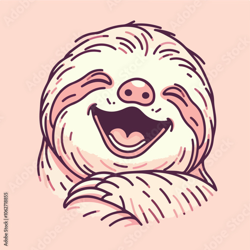 a vector of a sloth laughing out loud Funny Expression Sloth Cartoon. Animal Vector Icon Illustration, Isolated on Blue Background