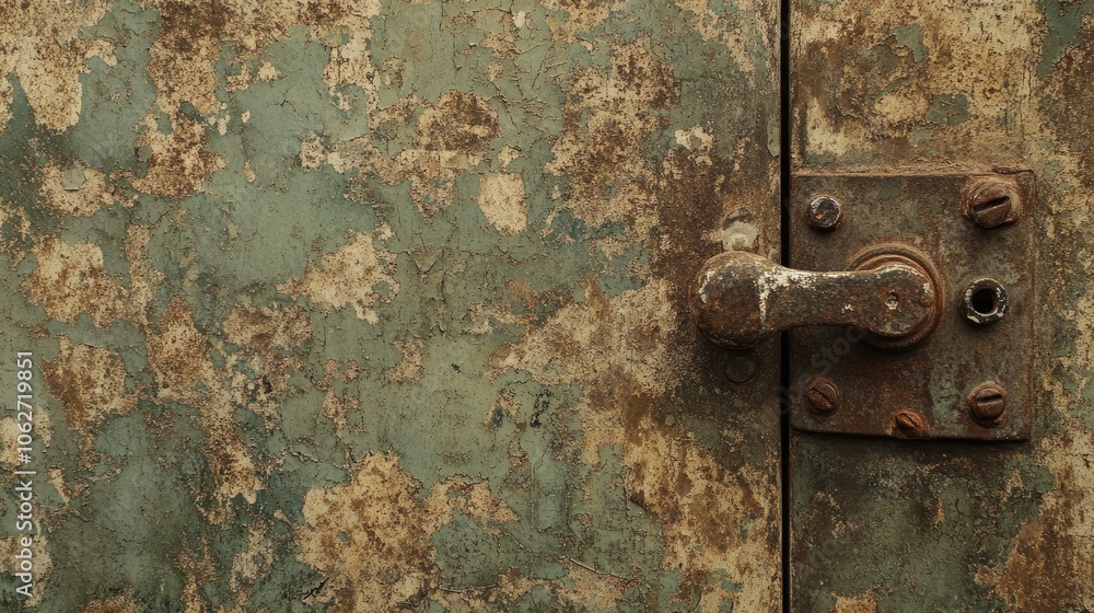 Weathered Metal Door with Rustic Lock Detail Weathered Metal Door with Rustic Lock Detail